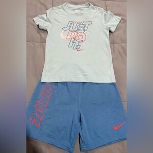 Nike Light Blue Graphic Tee and Shorts Set
